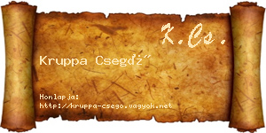 Kruppa Csegő névjegykártya